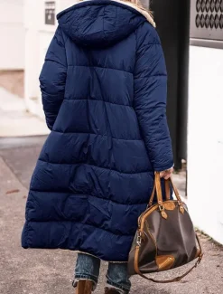 Women's Winter Coat Puffer Jacket Fleece Jacket Coat Outdoor Street Daily Wear Fall Winter Long Coat Regular Fit Thermal Warm Windproof Comtemporary Casual Street Style Jacket Long Sleeve Solid Color Women Puffers & Parka