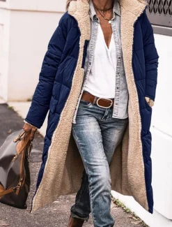Women's Winter Coat Puffer Jacket Fleece Jacket Coat Outdoor Street Daily Wear Fall Winter Long Coat Regular Fit Thermal Warm Windproof Comtemporary Casual Street Style Jacket Long Sleeve Solid Color Women Puffers & Parka