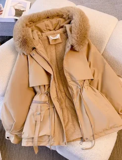 Women's Winter Coat Puffer Jacket Hoodie Jacket Windproof Warm Pocket with Pockets Fur Collar Fashion Street Style Solid Color Vacation Street Daily Wear Going out Zipper Regular Hoodie Regular Fit Women Puffers & Parka