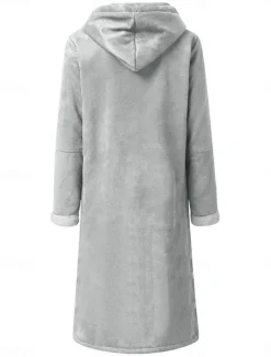 Outlet Women's Winter Coat Teddy Coat Outdoor Street Daily Wear Fall Winter Long Coat Regular Fit Thermal Warm Breathable Stylish Casual Jacket Long Sleeve Plain with Pockets Wine Khaki Women Puffers & Parka