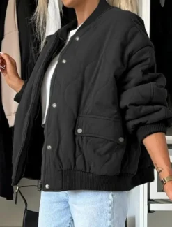 Discount Women's Winter Coat Warm Zipper Pocket Casual Street Style Plain Vacation Street Daily Wear Zipper Stand Collar Regular Fit Long Sleeve Outerwear Black Khaki Dark Grey Fall Winter Women Puffers & Parka