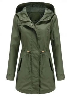 Online Women's Winter Coat Waterproof Windproof Zipper Outdoor Solid Color Work Casual Zipper Hoodie Loose Fit Long Sleeve Outerwear Black Green Khaki Winter Women Jackets