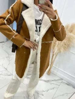 Women's Winter Coat Windproof Warm Patchwork Buttons Elegant Outdoor Solid Color Work Casual Double Breasted Turndown Loose Fit Long Sleeve Outerwear Black Brown Fall Winter Women Coats & Trench Coats