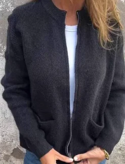 Hot Women's Winter Coat Winter Jacket Outdoor Street Daily Fall Winter Short Coat Regular Fit Warm Breathable Comtemporary Stylish Jacket Long Sleeve Solid Color with Pockets Full Zip Black Orange Gray Women Cardigans & Outerwears