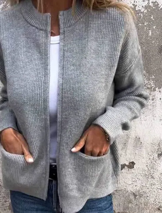 Hot Women's Winter Coat Winter Jacket Outdoor Street Daily Fall Winter Short Coat Regular Fit Warm Breathable Comtemporary Stylish Jacket Long Sleeve Solid Color with Pockets Full Zip Black Orange Gray Women Cardigans & Outerwears