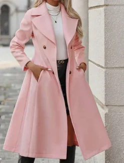 Best Women's Winter Coat Winter Jacket Outdoor Street Daily Fall Winter Long Coat Regular Fit Warm Breathable Comtemporary Stylish Jacket Long Sleeve Solid Color with Pockets Women Coats & Trench Coats