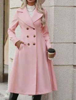 Best Women's Winter Coat Winter Jacket Outdoor Street Daily Fall Winter Long Coat Regular Fit Warm Breathable Comtemporary Stylish Jacket Long Sleeve Solid Color with Pockets Women Coats & Trench Coats