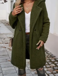 Best Women's Winter Coat Winter Jacket Outdoor Street Daily Fall Winter Long Coat Regular Fit Warm Breathable Comtemporary Stylish Jacket Long Sleeve Solid Color with Pockets Women Coats & Trench Coats