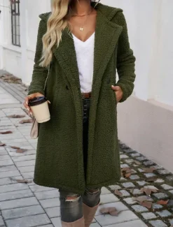 Best Women's Winter Coat Winter Jacket Outdoor Street Daily Fall Winter Long Coat Regular Fit Warm Breathable Comtemporary Stylish Jacket Long Sleeve Solid Color with Pockets Women Coats & Trench Coats