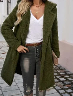 Best Women's Winter Coat Winter Jacket Outdoor Street Daily Fall Winter Long Coat Regular Fit Warm Breathable Comtemporary Stylish Jacket Long Sleeve Solid Color with Pockets Women Coats & Trench Coats