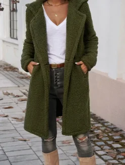 Best Women's Winter Coat Winter Jacket Outdoor Street Daily Fall Winter Long Coat Regular Fit Warm Breathable Comtemporary Stylish Jacket Long Sleeve Solid Color with Pockets Women Coats & Trench Coats