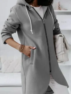 Women's Winter Coat Winter Jacket Hoodie Jacket Outdoor Street Daily Fall Winter Regular Coat Regular Fit Warm Breathable Comtemporary Stylish Jacket Long Sleeve Solid Color with Pockets Full Zip Women Jackets