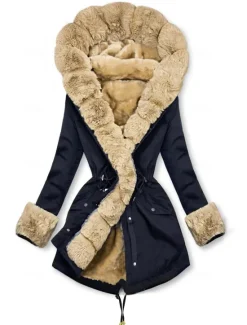Best Women's Winter Coat Winter Jacket Parka Windproof Warm Zipper Pocket Drawstring Fur Collar Elegant Street Style Plain Street Casual Daily Wear Zipper Regular Hoodie Regular Fit Long Sleeve Outerwear Women Puffers & Parka