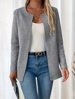 Discount Women's Winter Coat Winter Jacket Outdoor Street Daily Fall Winter Regular Coat Regular Fit Warm Breathable Comtemporary Stylish Jacket Long Sleeve Solid Color Slim Fit Women Blazers & Suits
