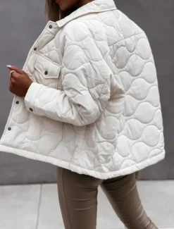 Women's Winter Coat Winter Jacket Warm Breathable Buttons Pocket Casual Plain Street Daily Wear Single Breasted Short Turndown Regular Fit Long Sleeve Outerwear Black White Navy Blue Fall Winter Women Puffers & Parka
