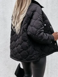 Women's Winter Coat Winter Jacket Warm Breathable Buttons Pocket Casual Plain Street Daily Wear Single Breasted Short Turndown Regular Fit Long Sleeve Outerwear Black White Navy Blue Fall Winter Women Puffers & Parka