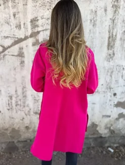 Outlet Women's Winter Jacket Hoodie Jacket Outdoor Street Daily Wear Fall Winter Long Coat Regular Fit Thermal Warm Breathable Stylish Casual Jacket Long Sleeve Solid Color with Pockets Full Zip Red Fuchsia Women Jackets
