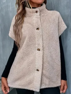 Online Women's Winter Jacket Street Daily Wear Vacation Fall Winter Regular Coat Regular Fit Warm Breathable Casual Jacket Sleeveless non-printing Solid Color Adjustable Women Vest