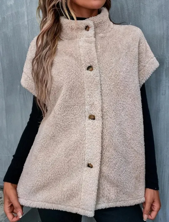 Online Women's Winter Jacket Street Daily Wear Vacation Fall Winter Regular Coat Regular Fit Warm Breathable Casual Jacket Sleeveless non-printing Solid Color Adjustable Women Vest