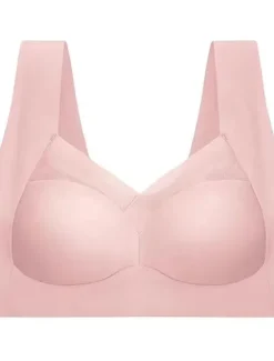 Hot Women's Wireless Bras Fixed Straps Full Coverage V Neck Breathable Pure Color Pull-On Closure Casual Daily Nylon 1PC Black Pink / Bras & Bralettes / 1 PC Home Outfits Women Lingerie