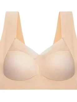 Hot Women's Wireless Bras Fixed Straps Full Coverage V Neck Breathable Pure Color Pull-On Closure Casual Daily Nylon 1PC Black Pink / Bras & Bralettes / 1 PC Home Outfits Women Lingerie