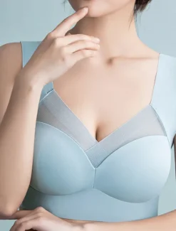 Hot Women's Wireless Bras Fixed Straps Full Coverage V Neck Breathable Pure Color Pull-On Closure Casual Daily Nylon 1PC Black Pink / Bras & Bralettes / 1 PC Home Outfits Women Lingerie