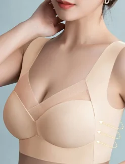 Hot Women's Wireless Bras Fixed Straps Full Coverage V Neck Breathable Pure Color Pull-On Closure Casual Daily Nylon 1PC Black Pink / Bras & Bralettes / 1 PC Home Outfits Women Lingerie