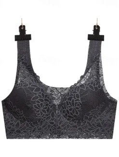 Outlet Women's Wireless Bras Fixed Straps Full Coverage V Neck Breathable Pure Color Hook & Eye Casual Daily Nylon 1PC Black Yellow / Bras & Bralettes / 1 PC Home Outfits Women Lingerie