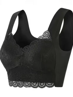 Discount Women's Wireless Bras Padded Bras Full Coverage V Neck Breathable Push Up Lace Pure Color Pull-On Closure Date Casual Daily Nylon Sexy 1PC Black Blue / Bras & Bralettes / 1 PC Home Outfits Women Lingerie
