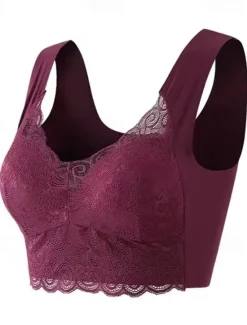 Discount Women's Wireless Bras Padded Bras Full Coverage V Neck Breathable Push Up Lace Pure Color Pull-On Closure Date Casual Daily Nylon Sexy 1PC Black Blue / Bras & Bralettes / 1 PC Home Outfits Women Lingerie