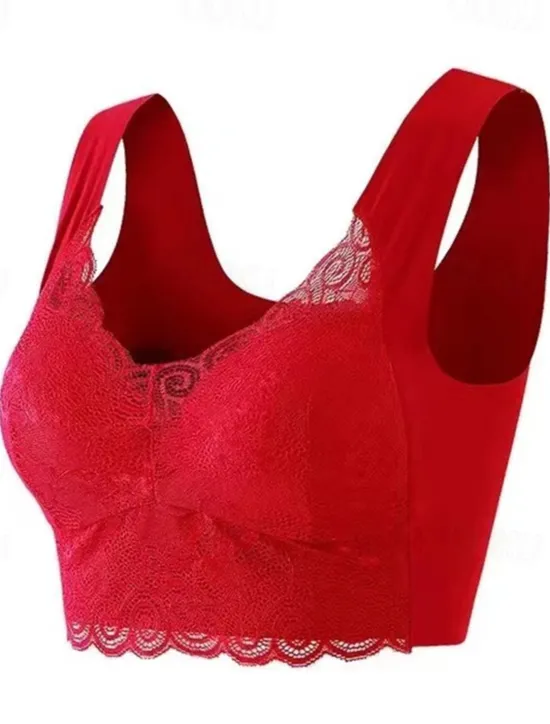 Clearance Women's Wireless Bras Padded Bras Full Coverage V Neck Breathable Push Up Lace Pure Color Pull-On Closure Date Casual Daily Nylon Sexy 1PC Black Blue / Bras & Bralettes / 1 PC Home Outfits Women Lingerie