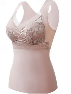 Hot Women's Women's Camisole Tank Top Fashion Lace Patchwork Sleeveless Regular Tops V Neck Casual Black Camel Khaki Beige Fall & Winter Women Tank Tops & Camis