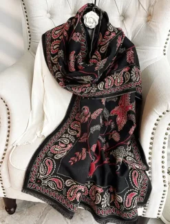 Hot Women's Women's Shawls & Wraps Outdoor Dailywear Holiday Wine Red Pink Scarf Floral Women Scarves