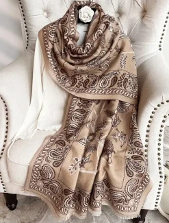 Hot Women's Women's Shawls & Wraps Outdoor Dailywear Holiday Wine Red Pink Scarf Floral Women Scarves