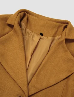 Best Women's Wool Blend Coat Winter Singel Breasted Lapel Long Pea Coat Fall Over Coat Formal Office Windproof Warm Simple Elegant & Luxurious Basic Jacket Long Sleeve Black Women Coats & Trench Coats