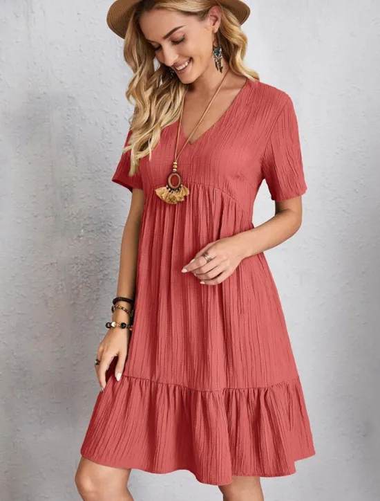 Hot Women's Work Dress Casual Dress A Line Dress Elegant Office Daily Long Dress Maxi Dress Patchwork V Neck Short Sleeve Plain Regular Fit Black Pink Red Summer Spring S M L XL 2XL Women Work Dresses