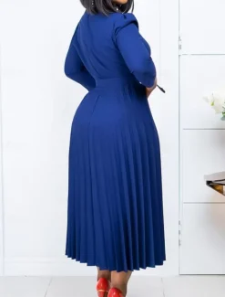 Clearance Women's Work Dress Casual Dress A Line Dress Fashion Daily Midi Dress Ruched Patchwork V Neck Long Sleeve Plain Regular Fit Yellow Red Blue Fall Winter S M L XL XXL Women Work Dresses