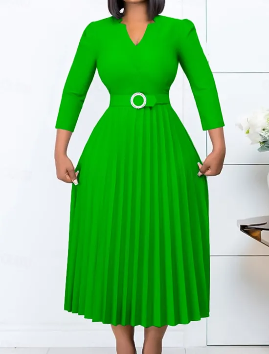 Clearance Women's Work Dress Casual Dress A Line Dress Fashion Daily Midi Dress Ruched Patchwork V Neck Long Sleeve Plain Regular Fit Yellow Red Blue Fall Winter S M L XL XXL Women Work Dresses