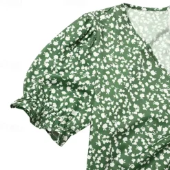 Online Women's Wrap Dress Floral Ditsy Floral Button Print V Neck Midi Dress Classic Daily Vacation Short Sleeve Summer Spring Women Spring Dresses|Floral Dresses