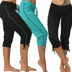 Outlet Women's Yoga Pants Drawstring Tummy Control Butt Lift High Waist Yoga Fitness Gym Workout Capri Leggings Bottoms Stripes Violet Black Green Sports Activewear Stretchy Skinny / Athletic / Athleisure Women Shorts