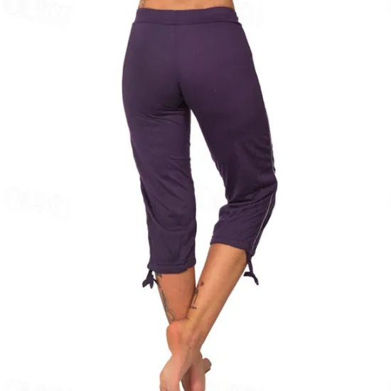 Outlet Women's Yoga Pants Drawstring Tummy Control Butt Lift High Waist Yoga Fitness Gym Workout Capri Leggings Bottoms Stripes Violet Black Green Sports Activewear Stretchy Skinny / Athletic / Athleisure Women Shorts