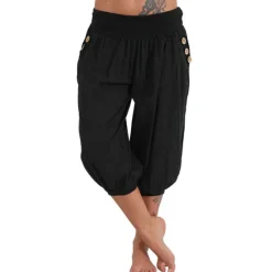 Hot Women's Yoga Pants Side Pockets Harem Bloomers Capri Pants Bottoms Quick Dry Moisture Wicking Lightweight Hippie Boho Light Blue Tangerine powder White Fitness Gym Workout Pilates Summer Women Pants