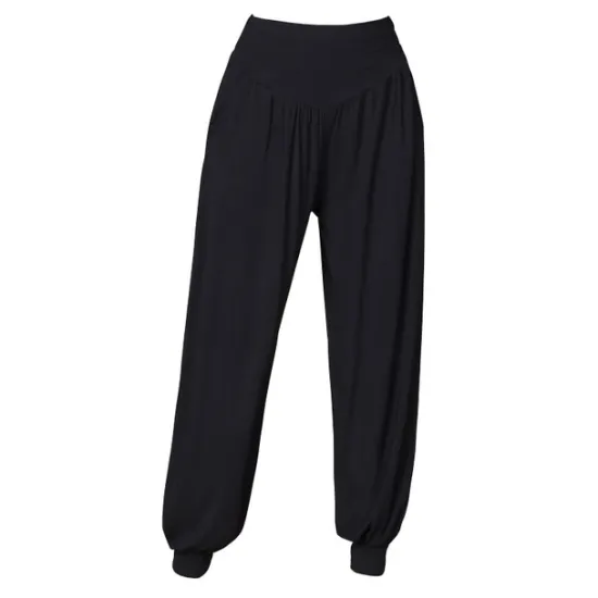Online Women's Yoga Pants Side Pockets Wide Leg Harem High Waist Gym Workout Running Fitness Pants Bloomers Bottoms Black White Burgundy Cotton Modal Fall Winter Sports Activewear Micro-elastic Loose Fit Women Pants