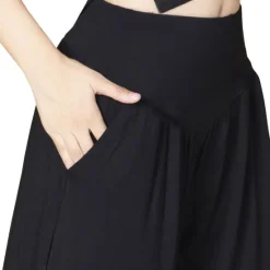 Online Women's Yoga Pants Side Pockets Wide Leg Harem High Waist Gym Workout Running Fitness Pants Bloomers Bottoms Black White Burgundy Cotton Modal Fall Winter Sports Activewear Micro-elastic Loose Fit Women Pants