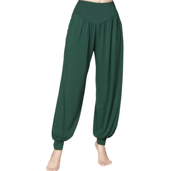 Online Women's Yoga Pants Side Pockets Wide Leg Harem High Waist Gym Workout Running Fitness Pants Bloomers Bottoms Black White Burgundy Cotton Modal Fall Winter Sports Activewear Micro-elastic Loose Fit Women Pants