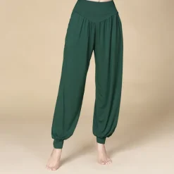 Online Women's Yoga Pants Side Pockets Wide Leg Harem High Waist Gym Workout Running Fitness Pants Bloomers Bottoms Black White Burgundy Cotton Modal Fall Winter Sports Activewear Micro-elastic Loose Fit Women Pants