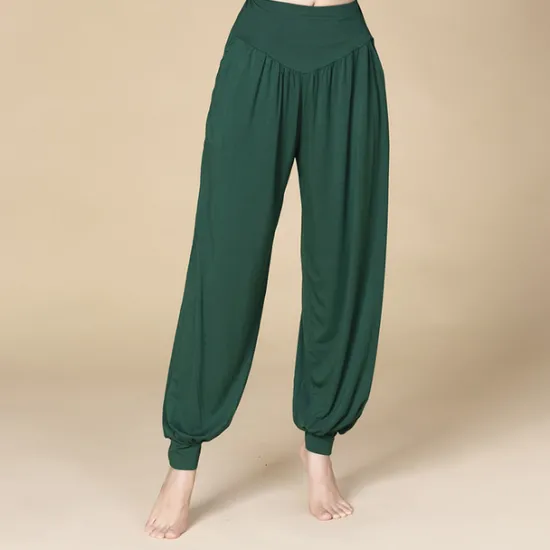 Online Women's Yoga Pants Side Pockets Wide Leg Harem High Waist Gym Workout Running Fitness Pants Bloomers Bottoms Black White Burgundy Cotton Modal Fall Winter Sports Activewear Micro-elastic Loose Fit Women Pants