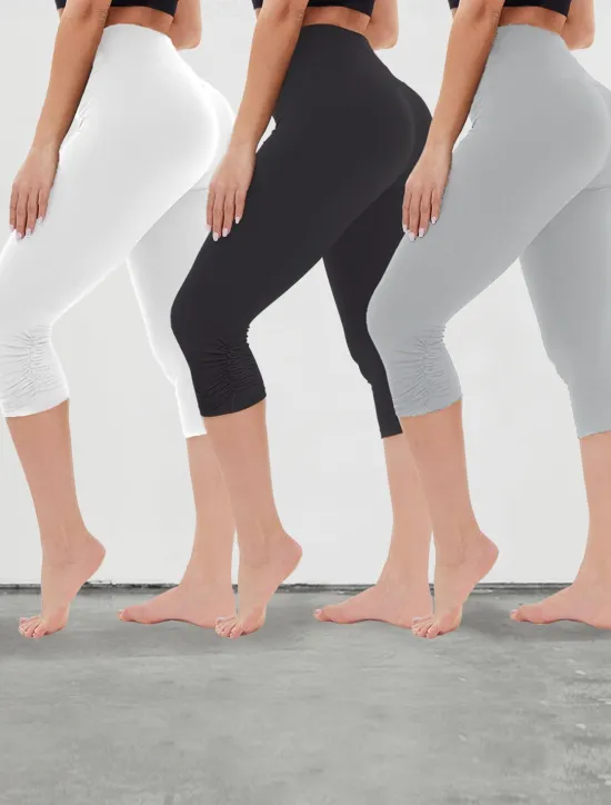 Discount Women's Yoga Pants Sun Protection Tummy Control Butt Lift High Waist Yoga Fitness Gym Workout Capri Leggings Bottoms Violet Black White Sports Activewear High Elasticity Skinny Women Leggings