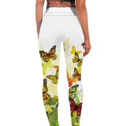 Women's Yoga Pants Tummy Control Butt Lift High Waist Yoga Fitness Gym Workout Tights Leggings Bottoms Floral Black / Red White+Yellow White Spandex Fall Winter Sports Activewear Stretchy Women Leggings