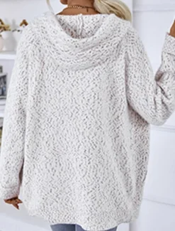 Clearance Women's Zip Sweater Sweater Jacket Casual Sweater Casual Soft Geometric Paisley Crew Neck Zipper Hooded Long Sleeve Regular Tops Knit Outdoor Daily Weekend Pink Beige Fall Winter Women Cardigans & Outerwears
